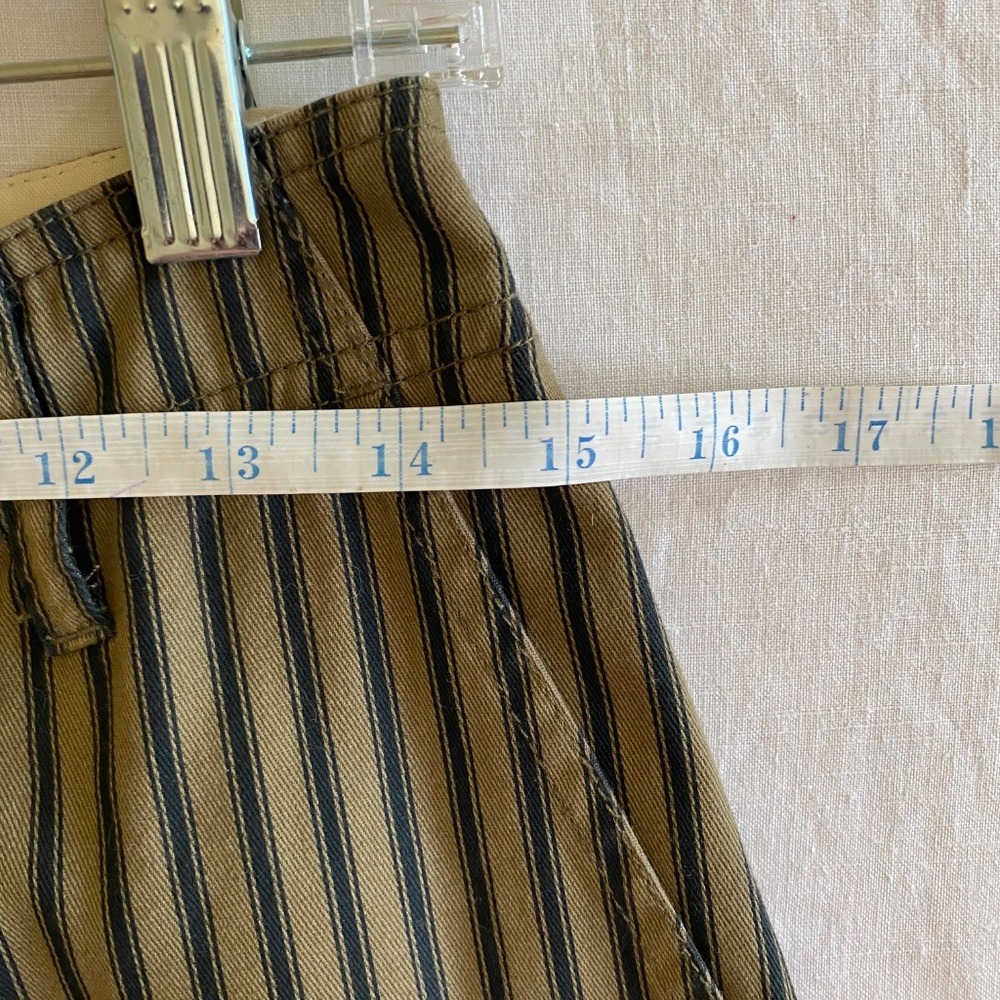 Brixton Women's Green Black Blue Striped Ankle Pants Size 27 - Picture 9 of 10